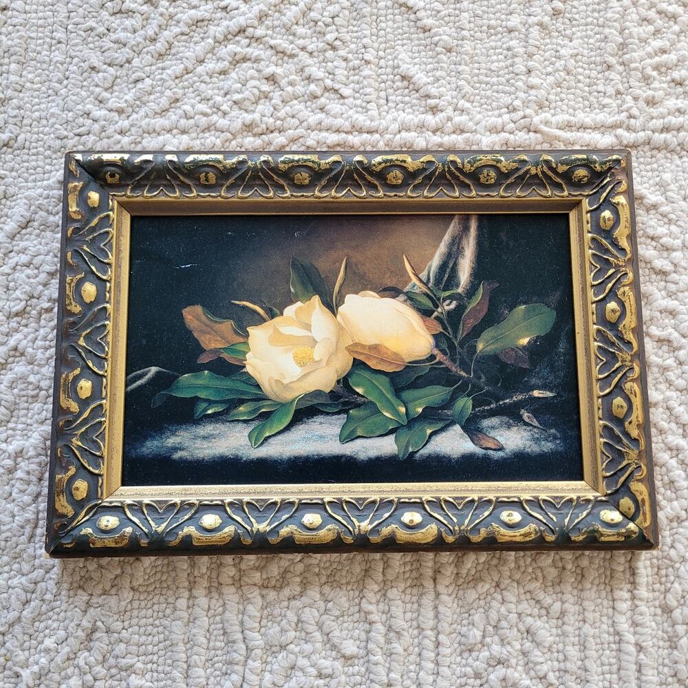 Magnolia Still Life Framed Artwork FLoral Painting 18 x 12 Inches